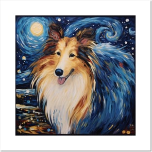 Rough Collie painted by Van Gogh Posters and Art